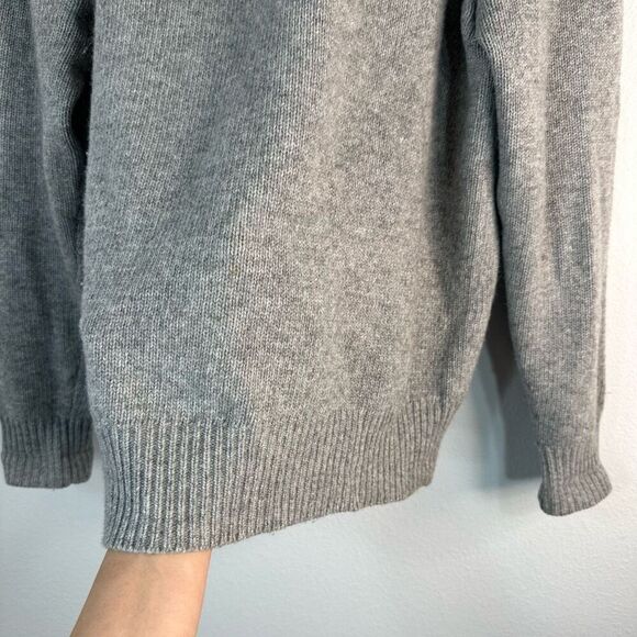 J.Crew Gray Mock Neck Popover Sweater Mens Large Lambswool Angora Cashmere Blend - Picture 7 of 10